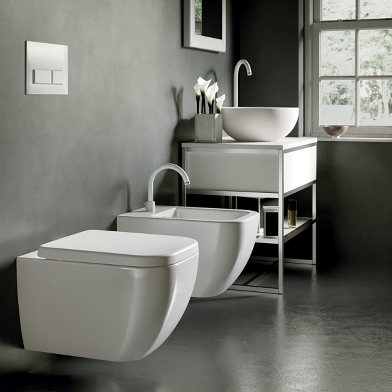 Vaso sospeso 52x36 cm serie Bianca di Hatria con sedile soft close