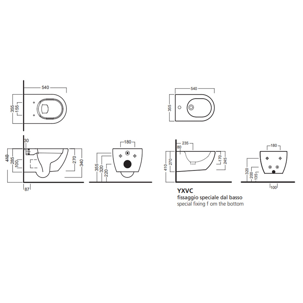 Wc sospeso senza brida 54x35 cm serie fusion di Hatria con sedile soft close