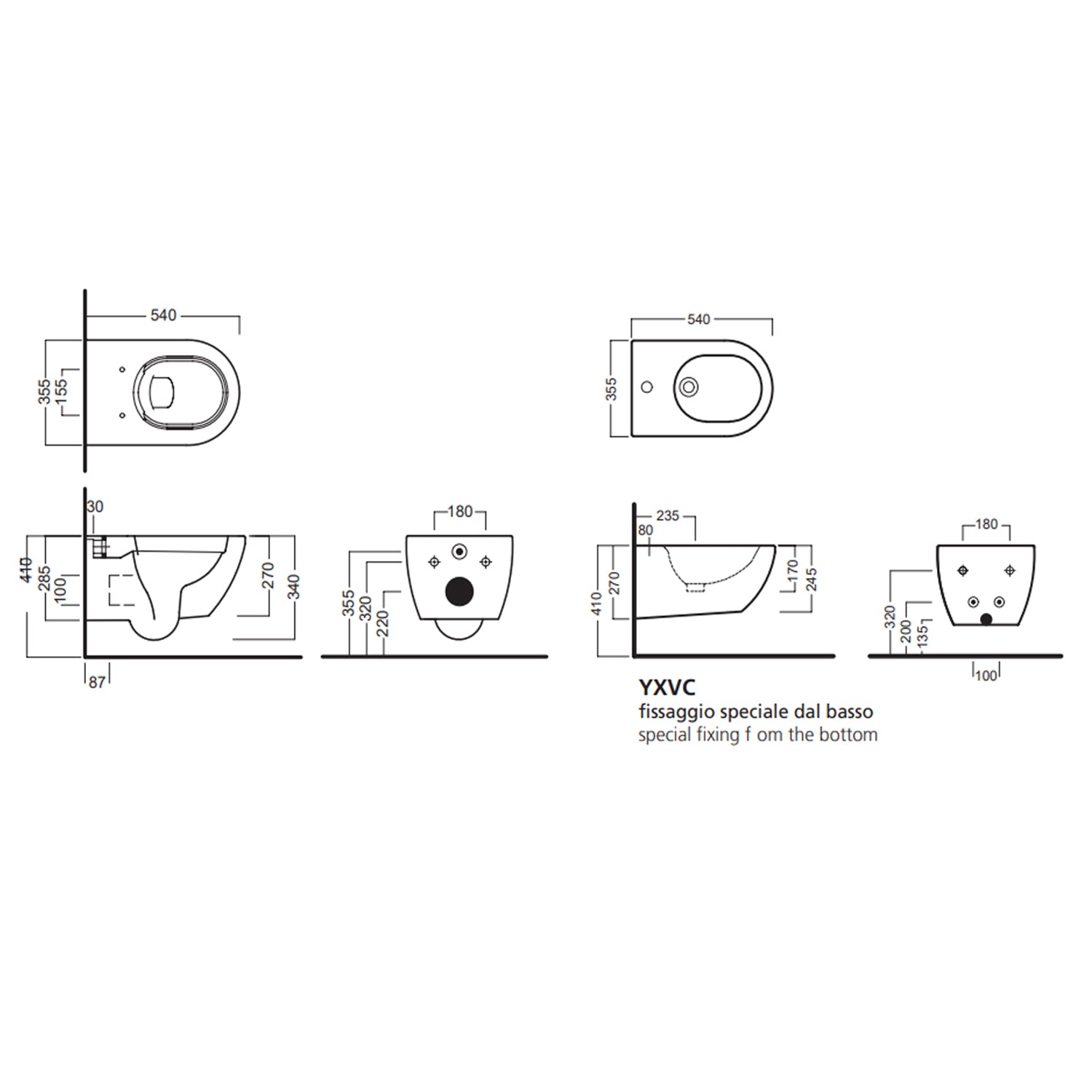 Wc sospeso senza brida 54x35 cm serie fusion di Hatria con sedile soft close