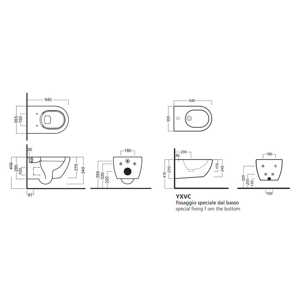 Bidet sospeso 54x35 cm serie Fusion di Hatria
