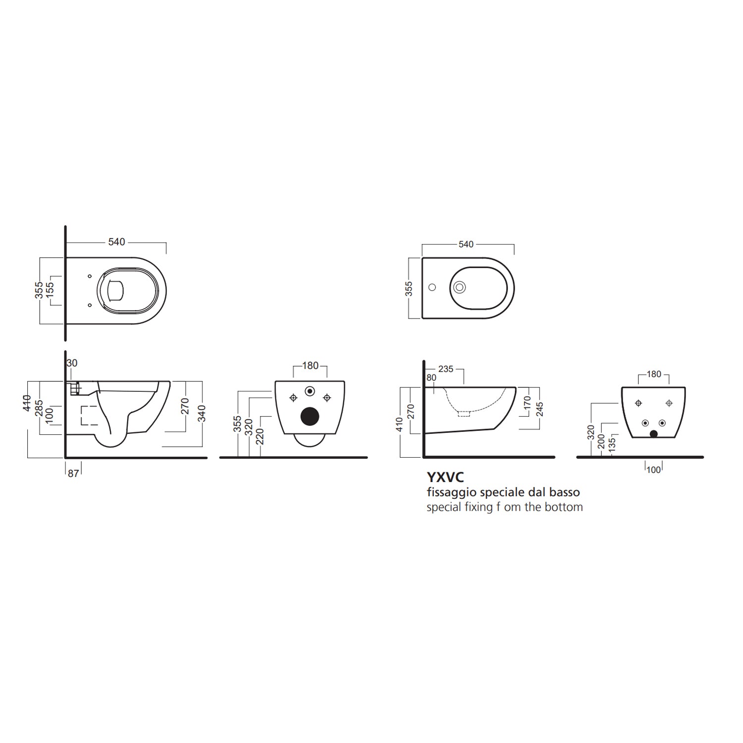 Bidet sospeso 54x35 cm serie Fusion di Hatria