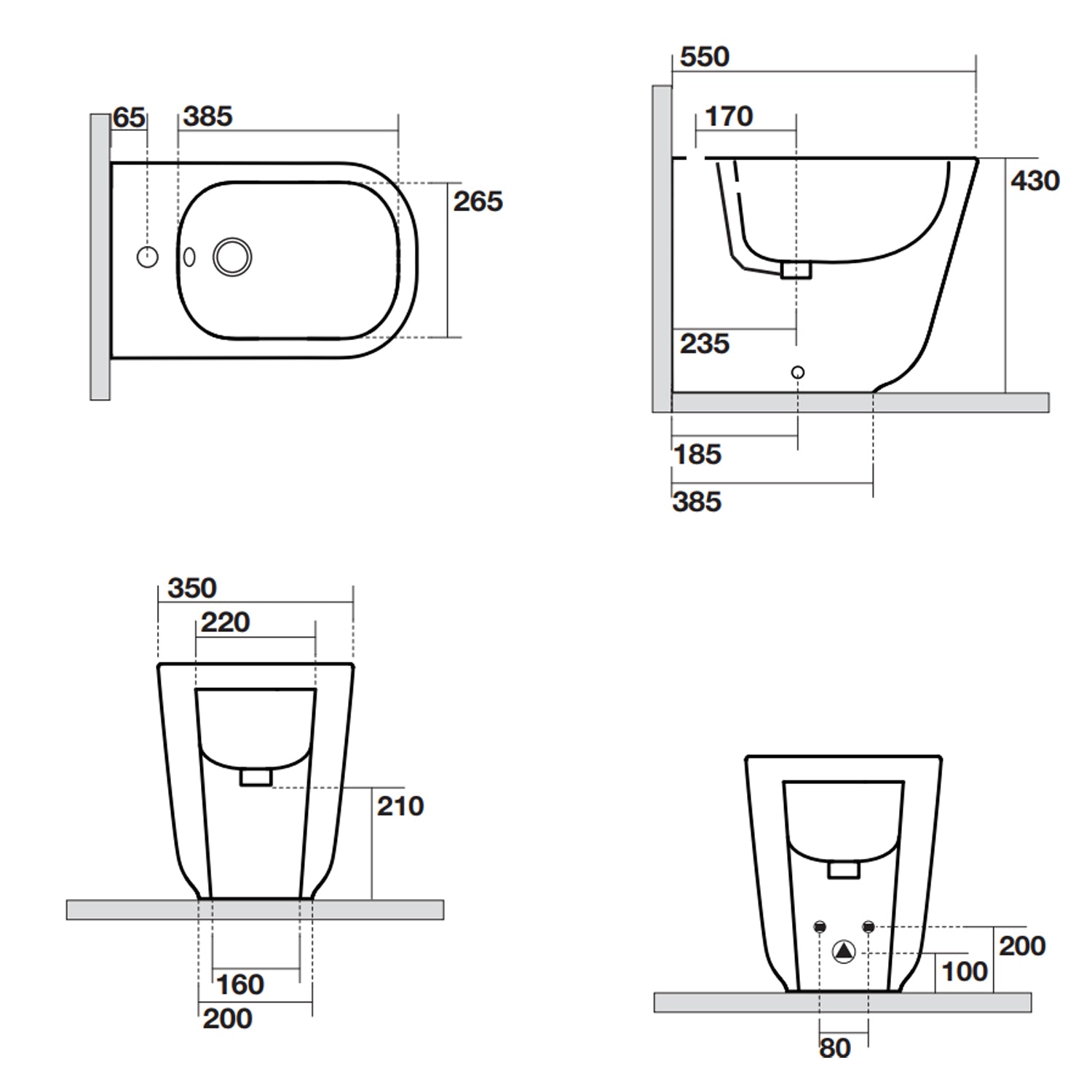 Bidet Filomuro 54x35 cm collezione Tribeca Kerasan