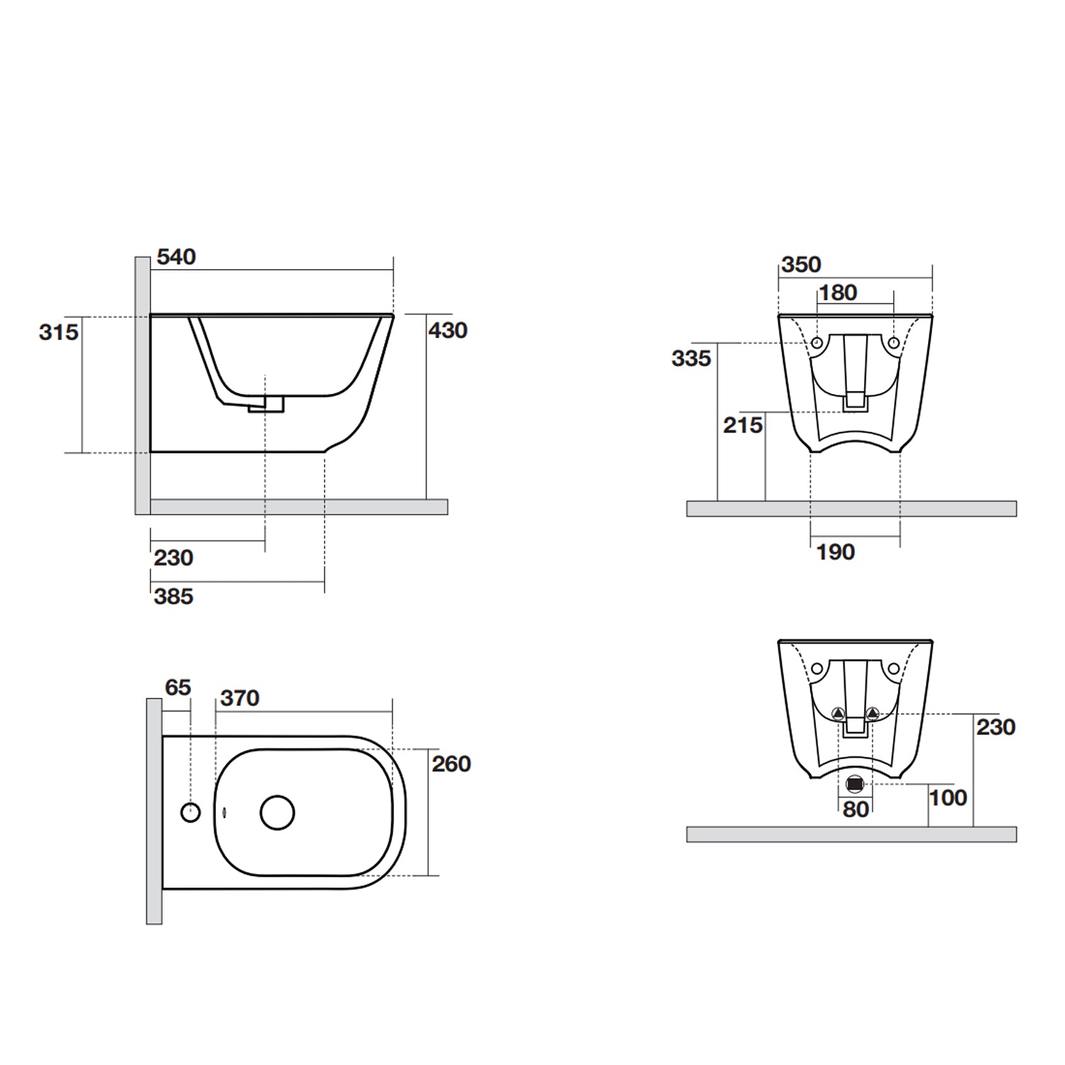 Bidet Sospeso 54x35 cm collezione Tribeca Kerasan