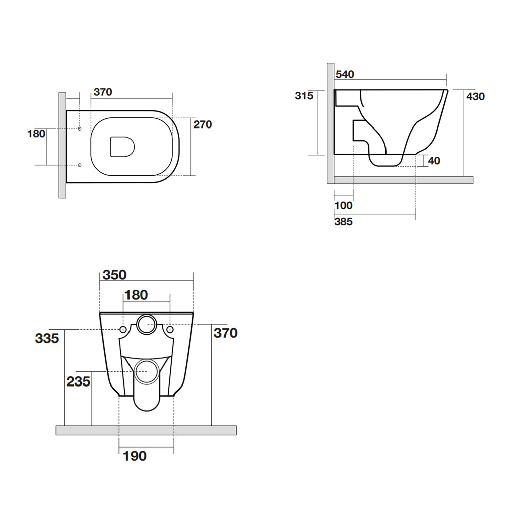 Sanitari sospesi 54x35 cm collezione Tribeca Kerasan con sedile soft close