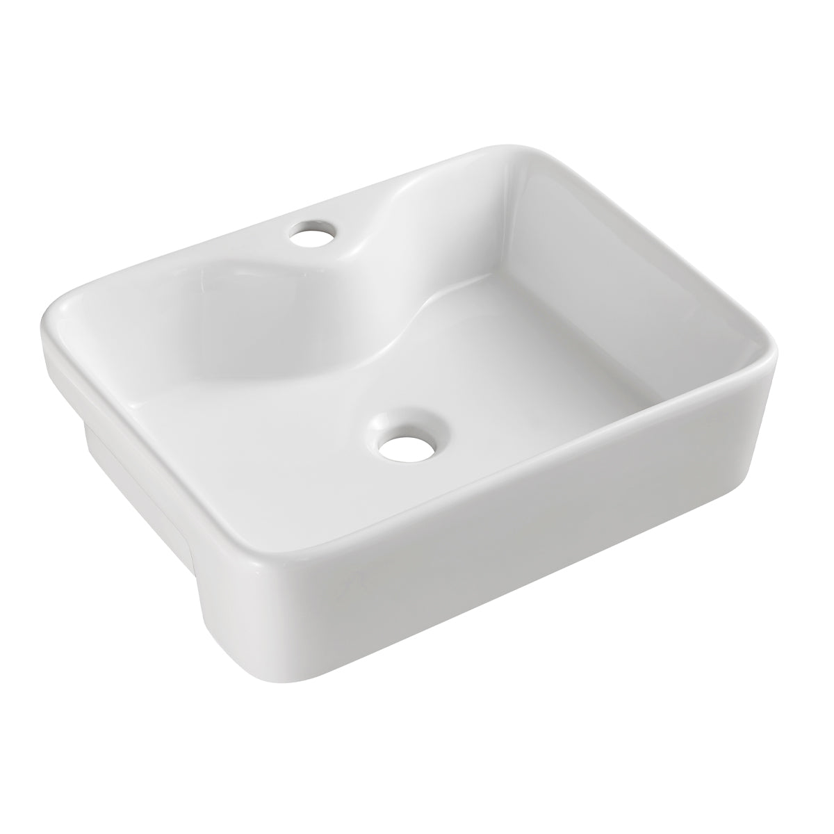 Lavabo in ceramica semincasso senza troppo pieno BathCore - 48x37 cm