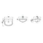 Lavabo in ceramica semincasso con troppo pieno BathCore - 56x48 cm