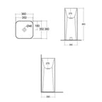 Lavabo freestanding quadrato BathCore modello Petit diametro 36 cm - Bianco lucido