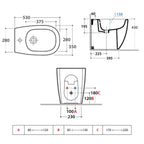 Bidet filo parete Globo serie Daily 53x35xH43 cm - Bianco Lucido