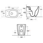 Vaso filo parete senza brida Globo serie Daily 53x35xH43 cm - Bianco Lucido