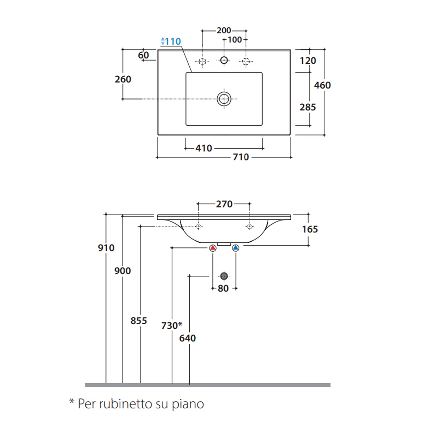 Lavabo Sospeso Ceramica Globo 4All 70x48 - Bianco lucido