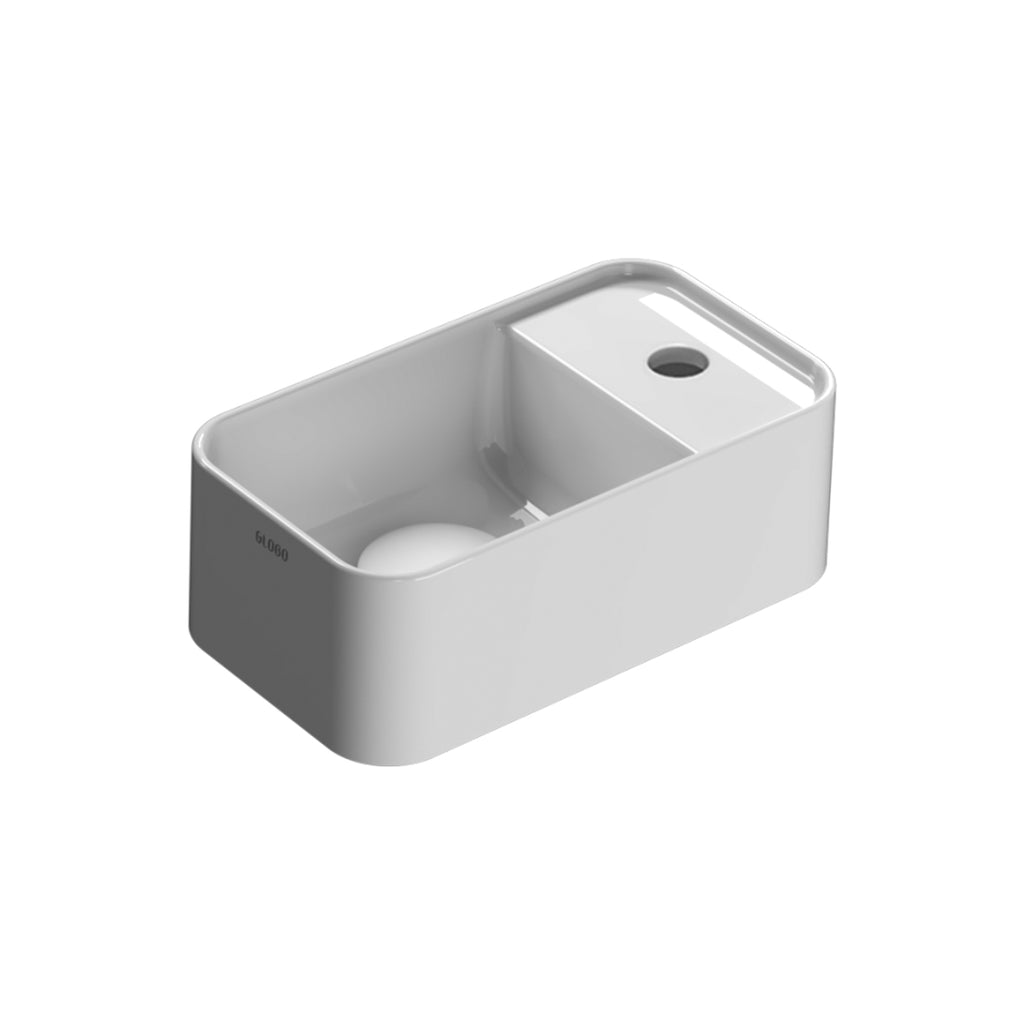 Lavabo rettangolare da appoggio Bonsai 34x19x12 cm Ceramica Globo - Bianco lucido