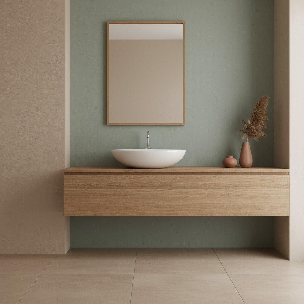 Lavabo sospeso e da appoggio Girotondo in ceramica lucida bianca  cm 50x57