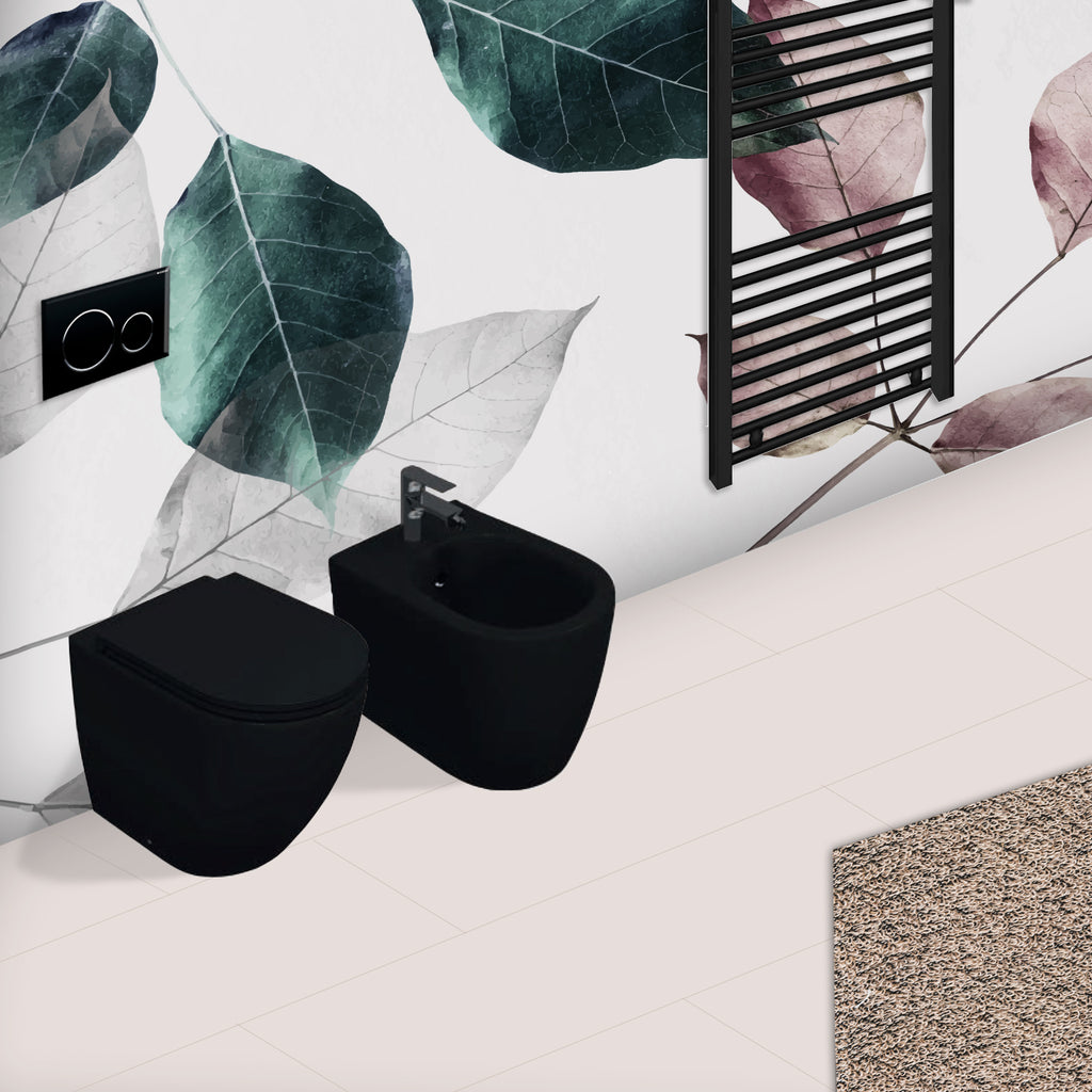 Sanitari Filomuro Rimless con copriwater Soft Close BathCore serie Infinity 53x36