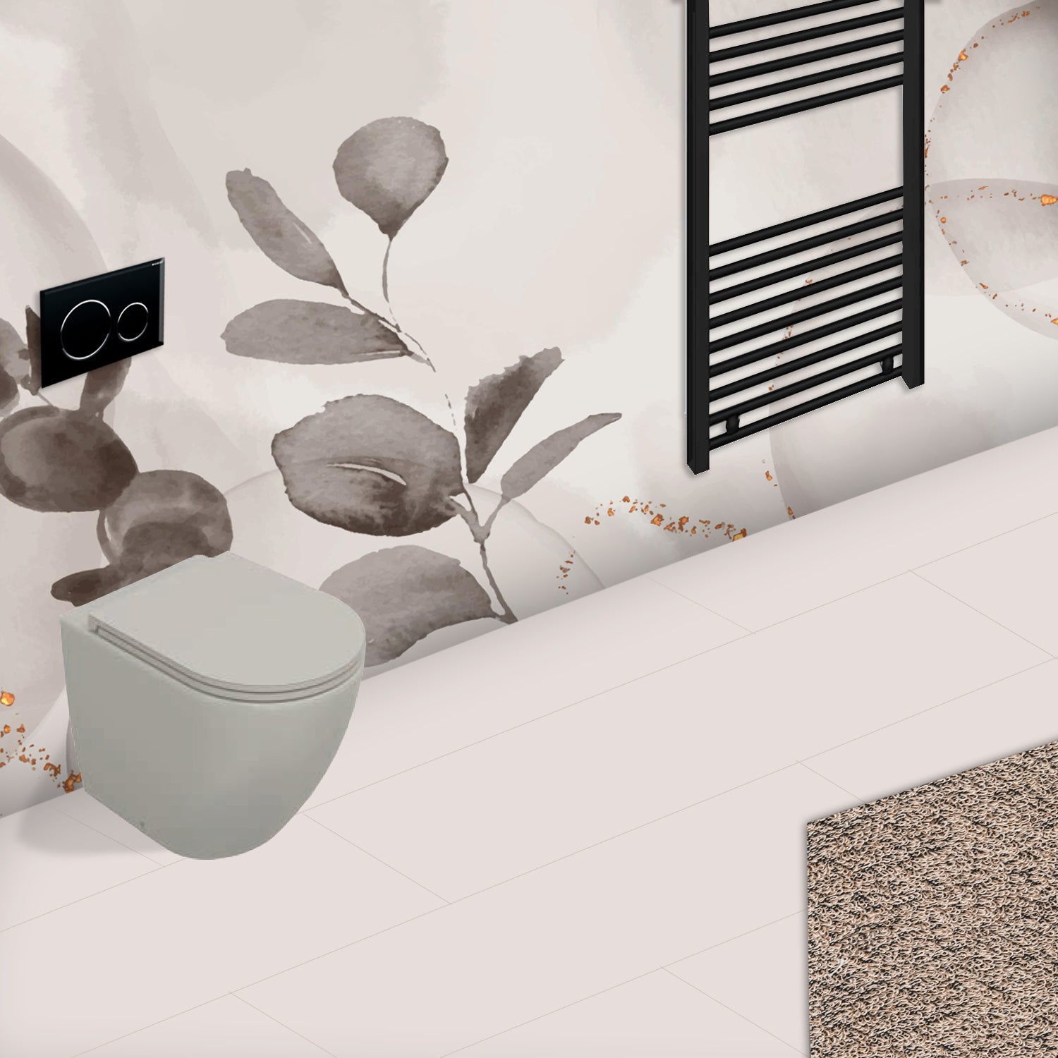 Sanitari Filomuro Rimless con copriwater Soft Close BathCore serie Infinity 53x36