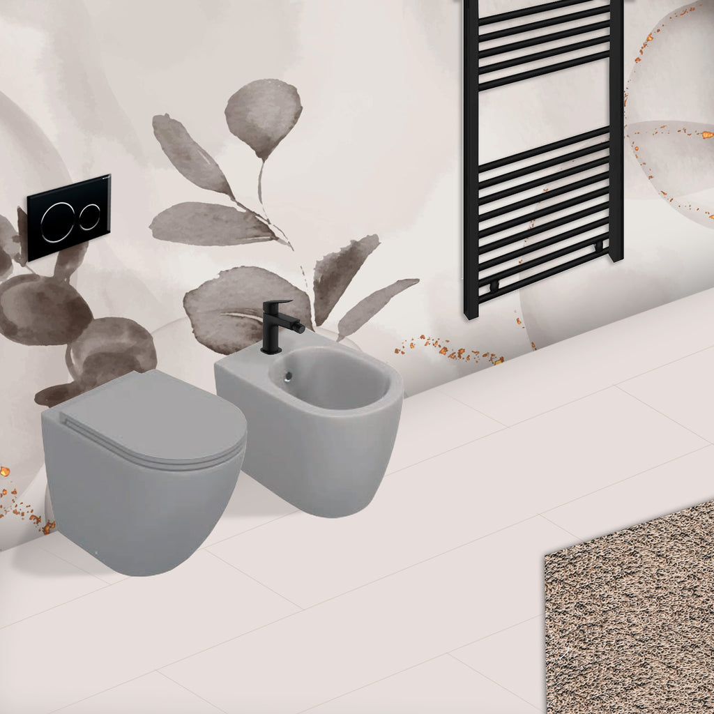 Sanitari Filomuro Rimless con copriwater Soft Close BathCore serie Infinity 53x36