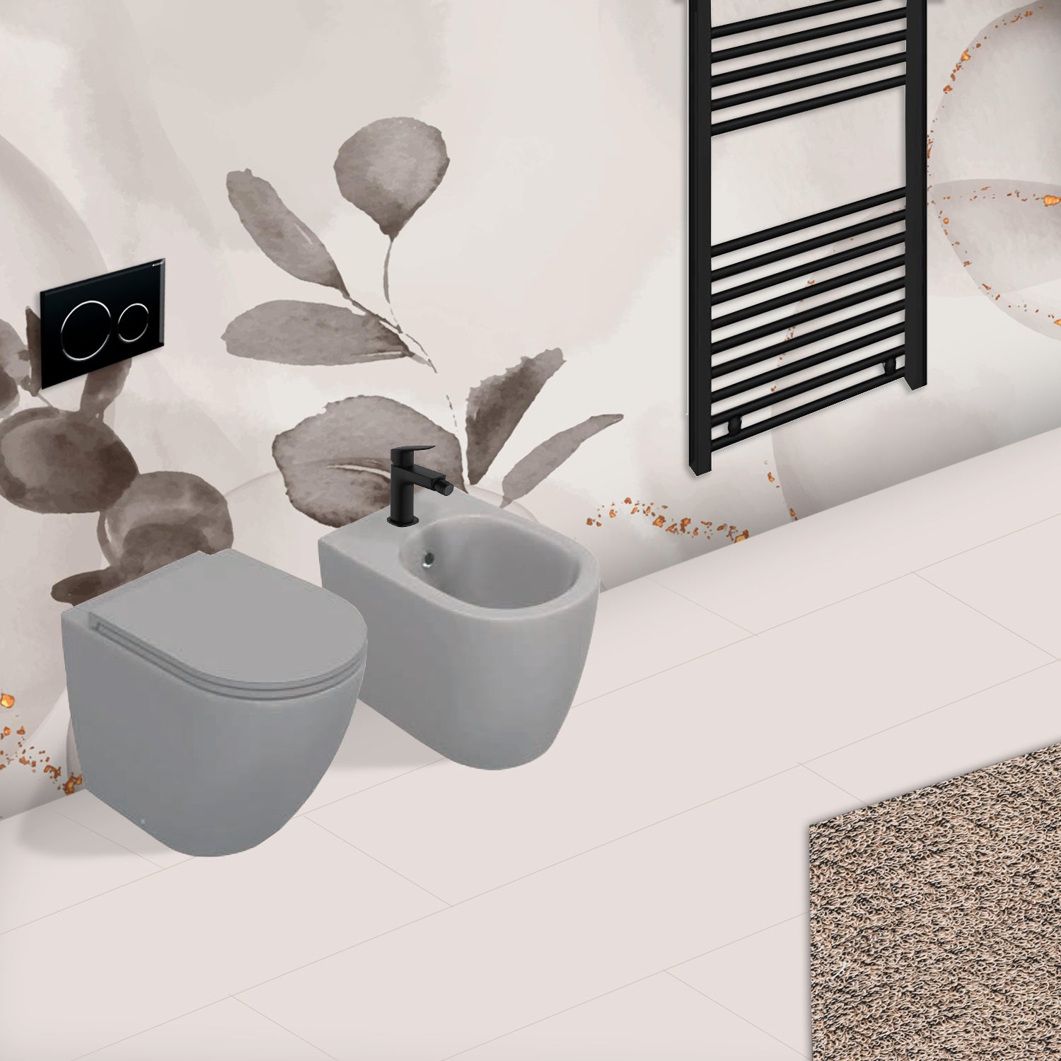 Sanitari Filomuro Rimless con copriwater Soft Close BathCore serie Infinity 53x36