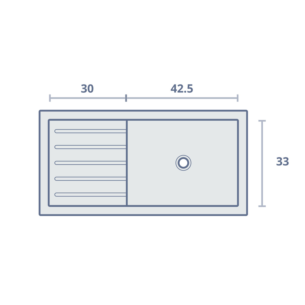 Lavello da esterno in calcestruzzo bocciardato cm 80x40x20h cm modello Vite Grigio