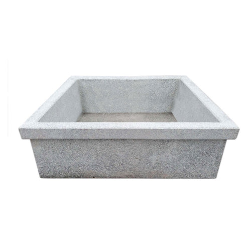 Acquaio da esterno in cemento grigio e graniglia bianca cm 47x36x20h cm modello Laurotino
