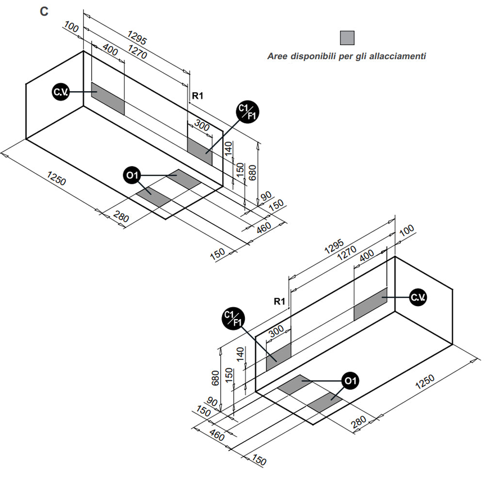 Vasca Bagno rettangolare Diamond in acrilico e Abs cm 170x70