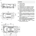 Vasca Bagno rettangolare Diamond in acrilico e Abs cm 160x70