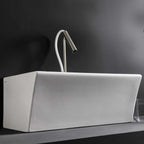 Lavabo in ceramica con foro rubinetteria per installazione sospesa 50x35 utile per bagni piccoli Xilon Block