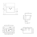 Lavabo in ceramica con foro rubinetteria per installazione sospesa 50x35 utile per bagni piccoli Xilon Block