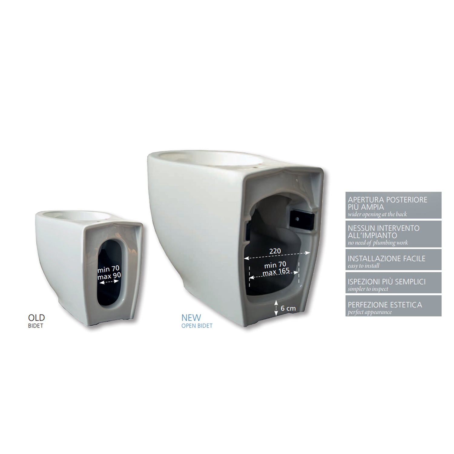 Sanitari filomuro 55x37 cm collezione Le Fiabe di Hatria con sedile soft close