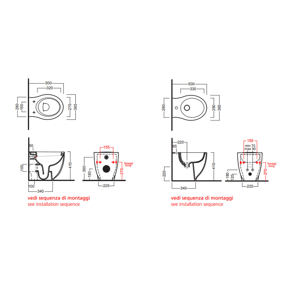 Bidet filomuro da 50 cm collezione Le Fiabe da Hatria