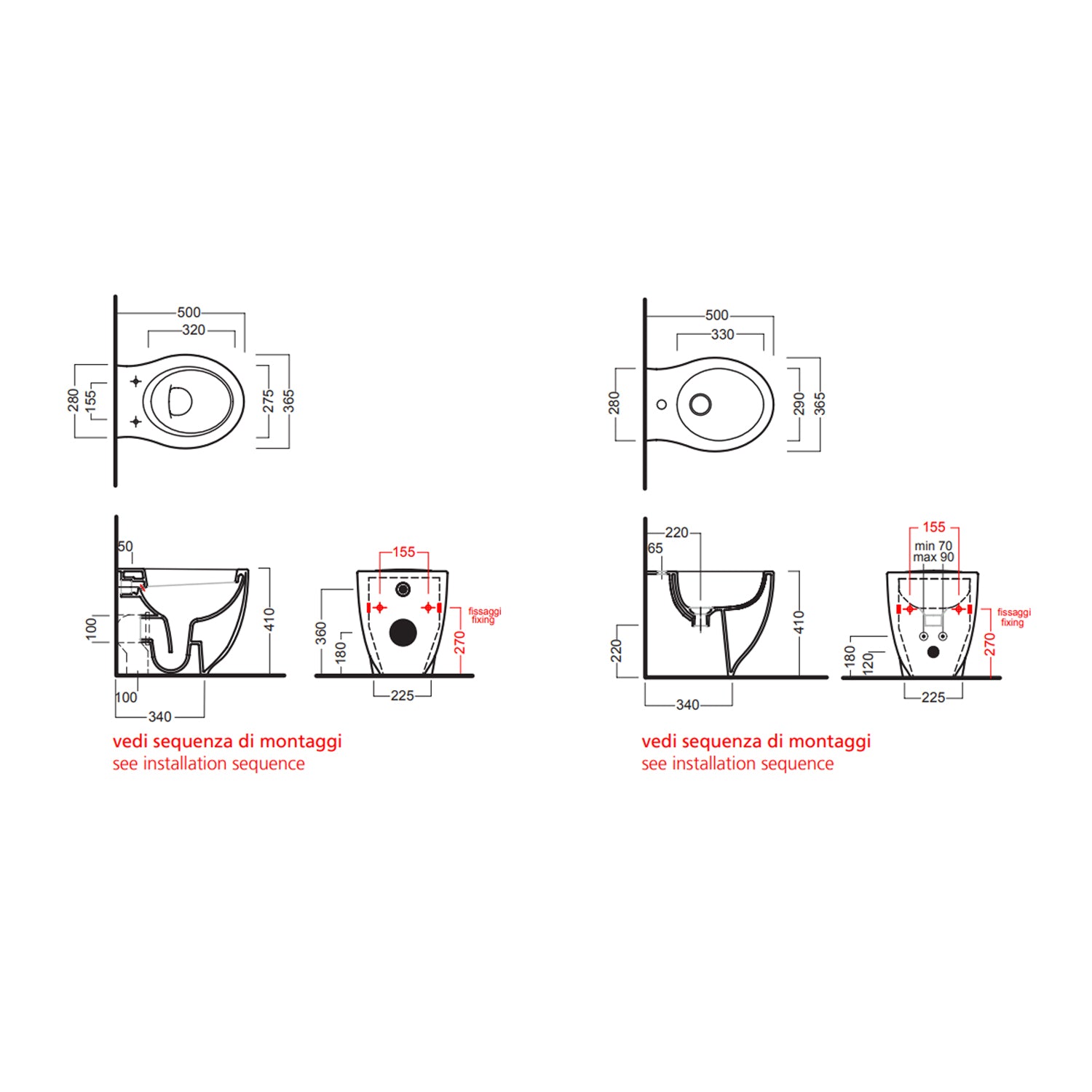 Sanitari filo muro da 50 cm  collezione Le Fiabe di Hatria con sedile soft-close