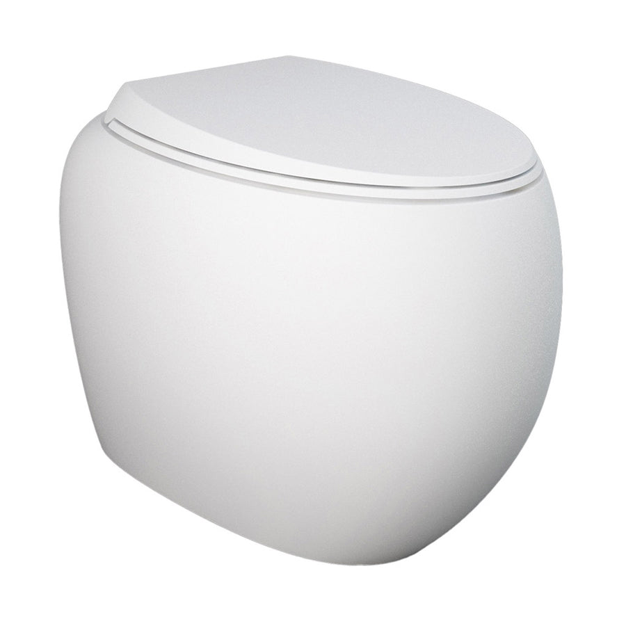 Coppia di sanitari filomuro collezione Cloud di Rak Ceramics cm 56 con copriwater Bianco Opaco