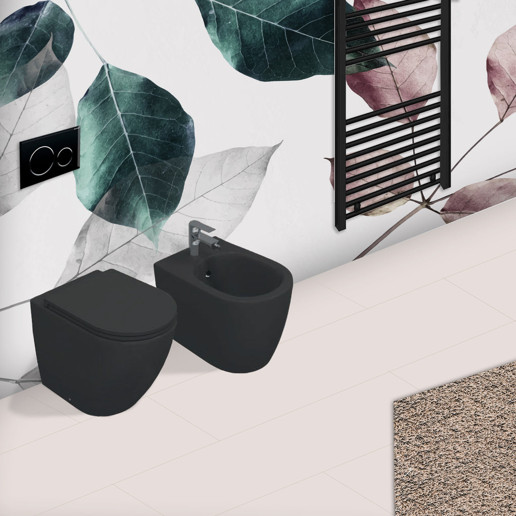 Sanitari Filomuro Rimless con copriwater Soft Close BathCore serie Infinity 53x36