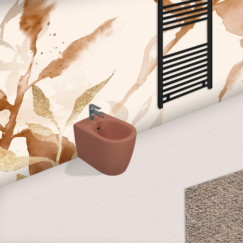 Sanitari Filomuro Rimless con copriwater Soft Close BathCore serie Infinity 53x36,5xH40 cm Terracotta Opaco