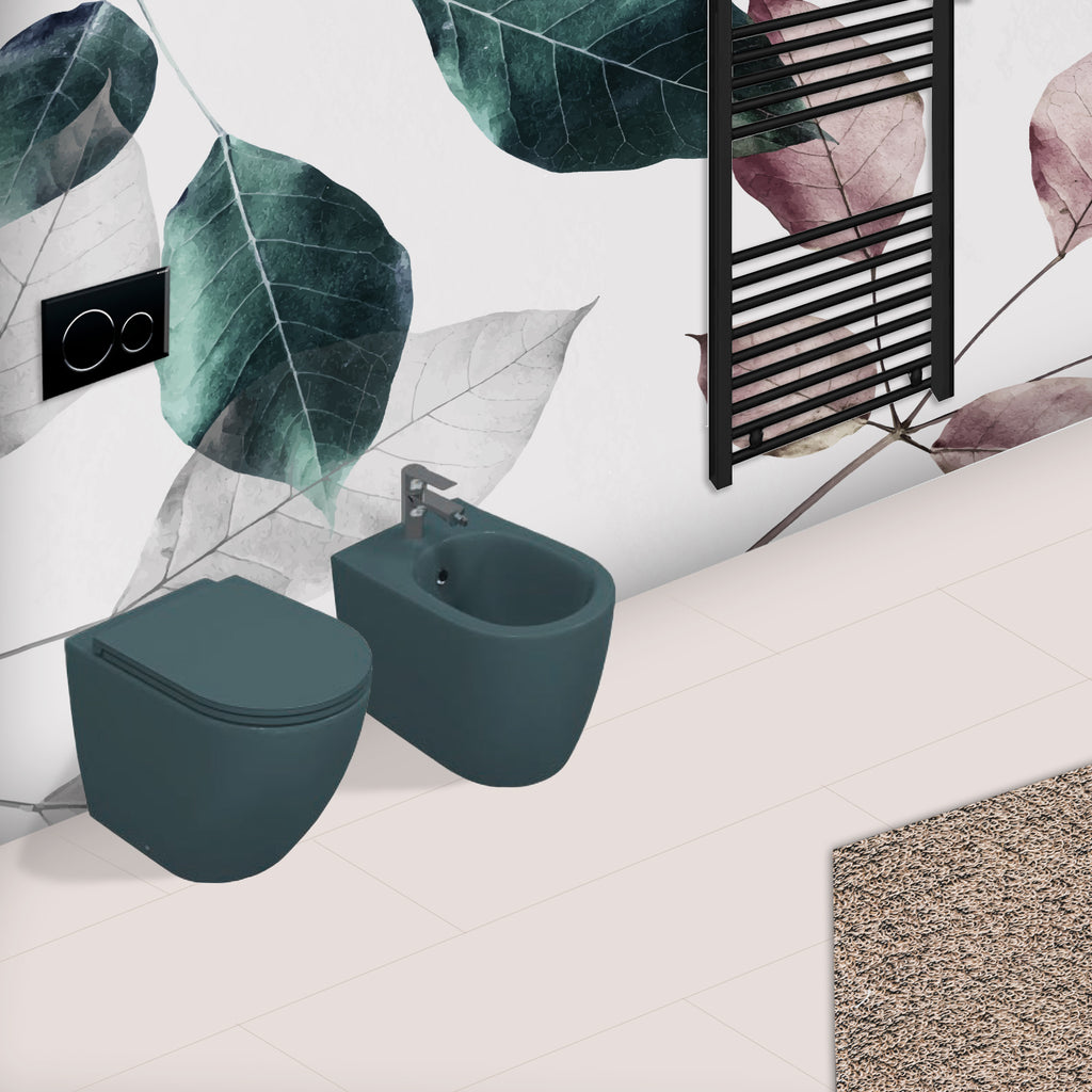 Sanitari Filomuro Rimless con copriwater Soft Close BathCore serie Infinity 53x36