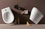 Sanitari a terra filo parete Axa collezione Avani wc + bidet + sedile soft close