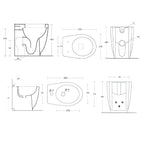 Sanitari filomuro Bathcore con scarico universale e sedile tradizionale serie Duomo Plus Altezza cm 49