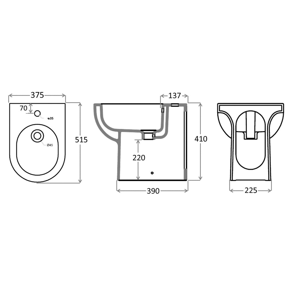 Coppia di sanitari filomuro Claim di Bathcore cm 37