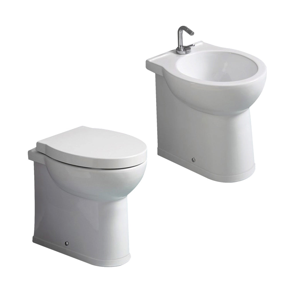 Coppia sanitari filomuro Bathcore con sedile in termoindurente modello 'Isla' cm 48