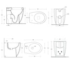 Sanitari filomuro Bathcore con scarico universale e sedile tradizionale serie Duomo cm 54x35