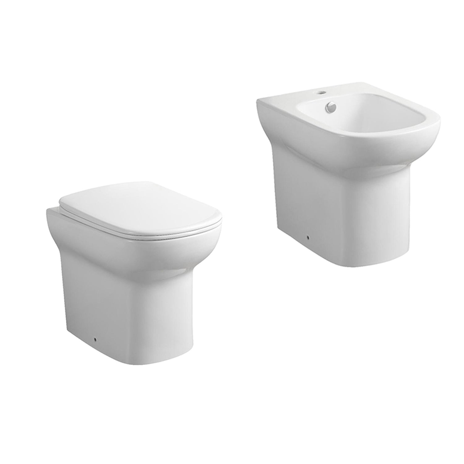 Sanitari Bathcore filomuro serie Ambrosia con sedile Softclose bianco lucido