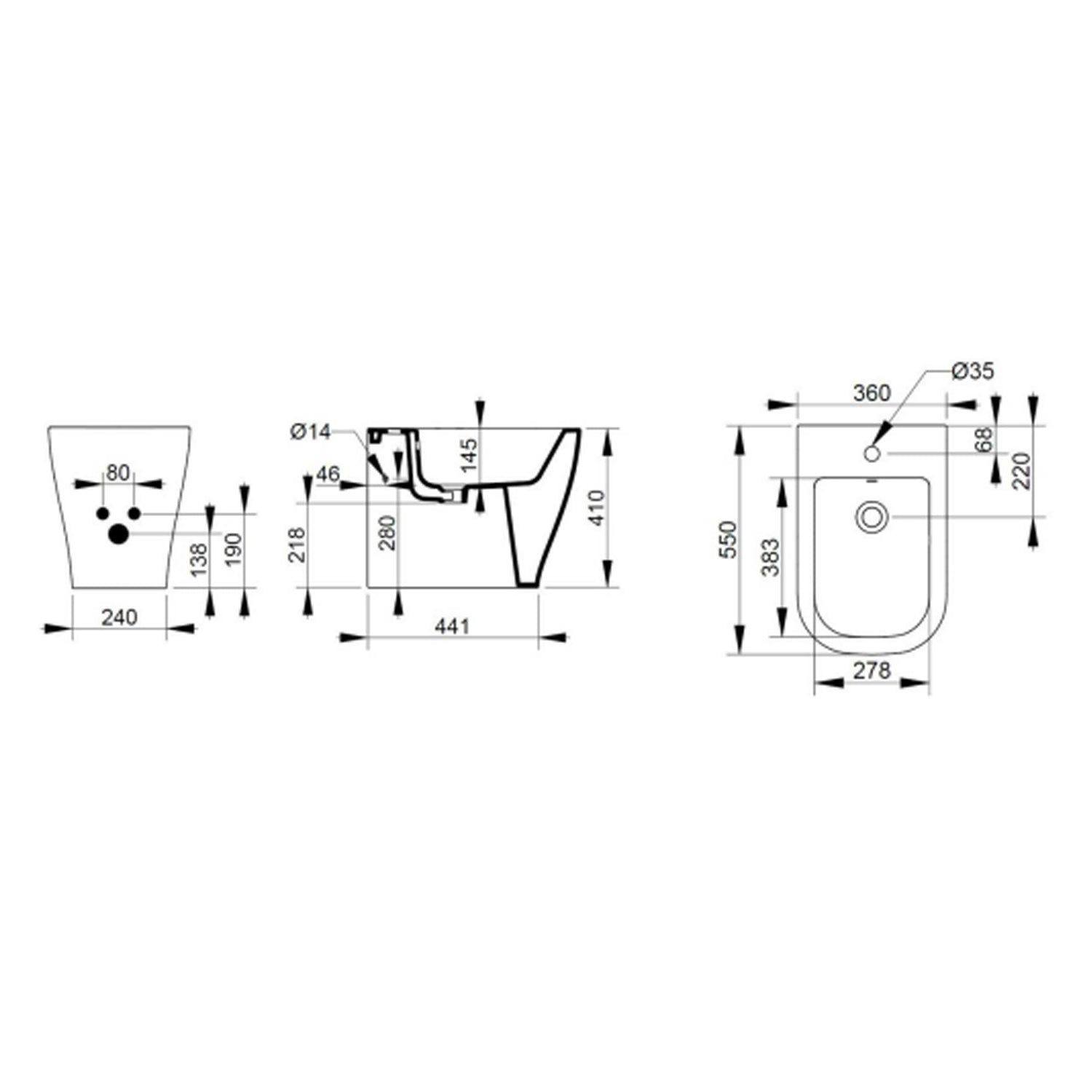 Coppia sanitari filomuro Ceramica Dolomite modello Mirto 55x36 cm con sedile Softclose