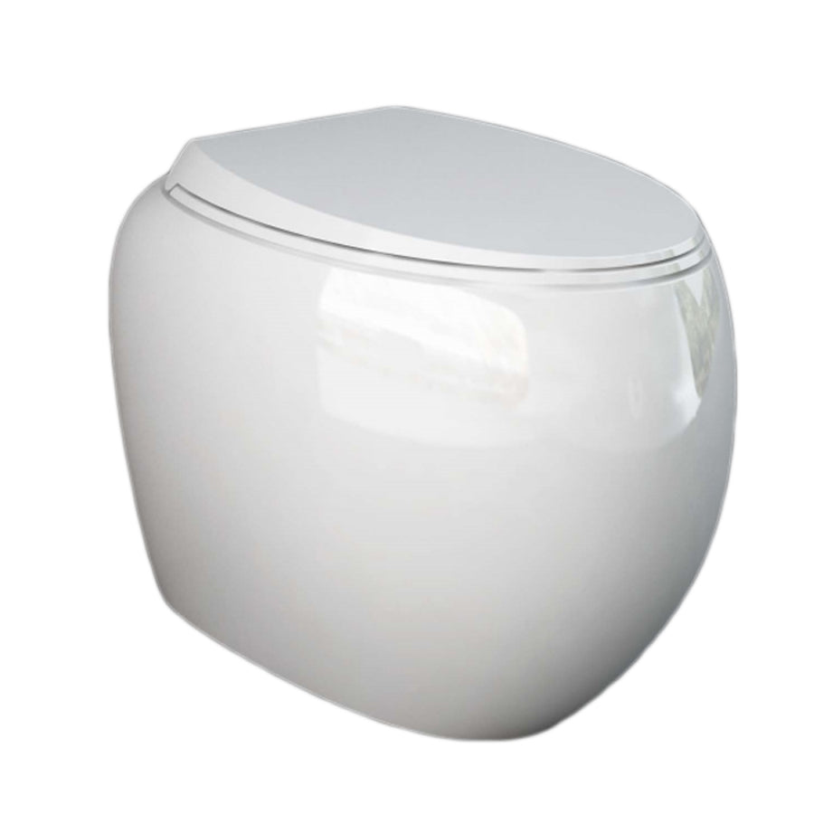 Coppia di sanitari filomuro collezione Cloud di Rak Ceramics cm 56 con copriwater Bianco Lucido