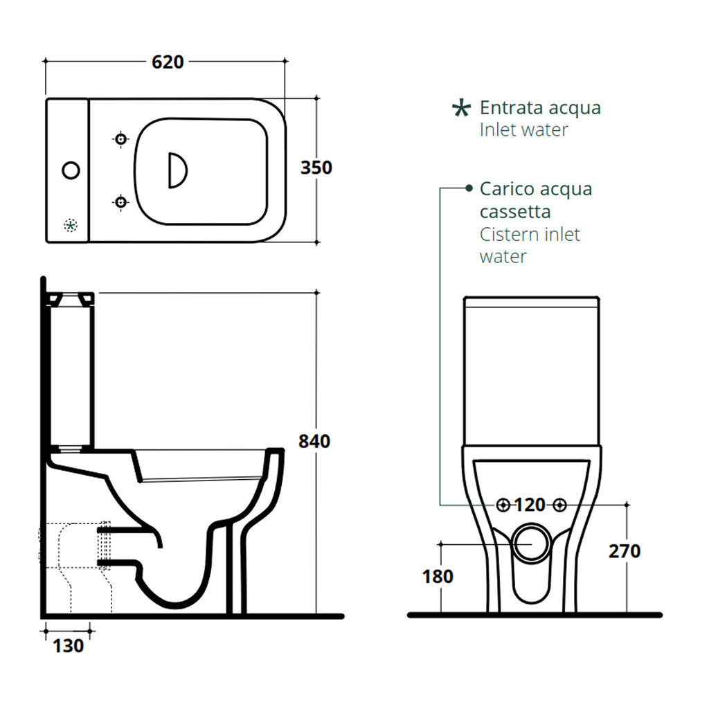 Vaso Monoblocco installazione filomuro 50x36 cm modello Seven Ceramica Althea - sedile softclose