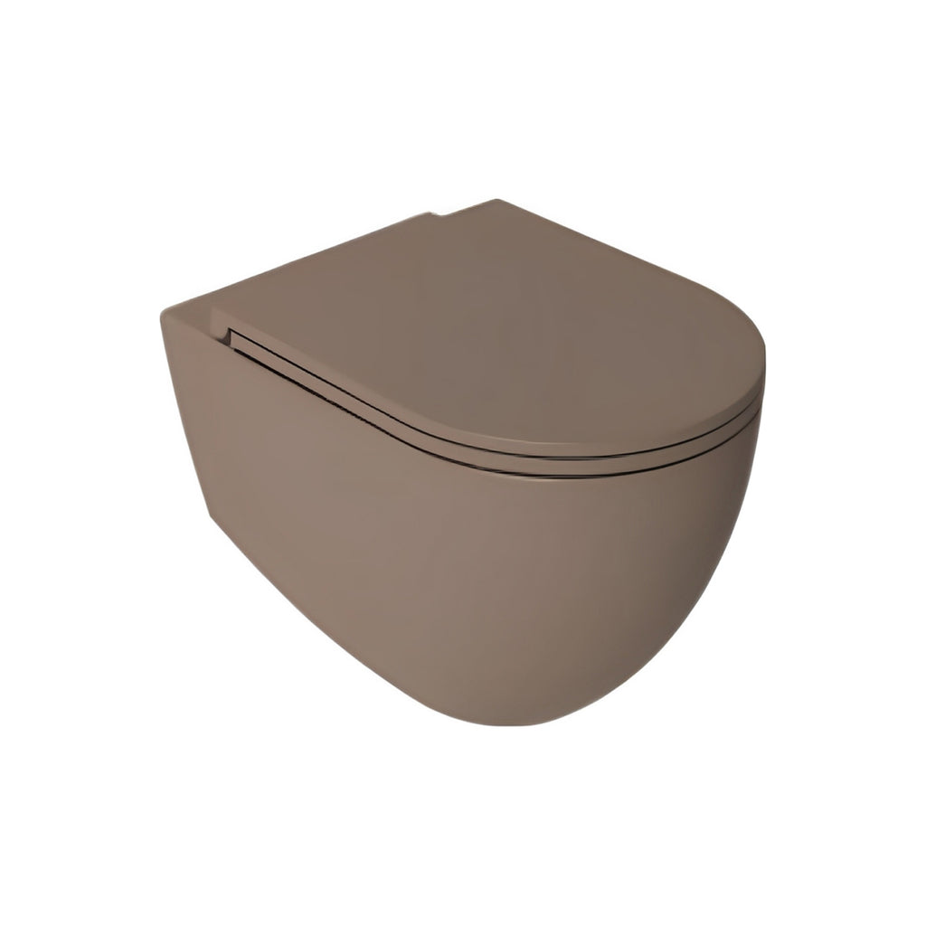 Sanitari sospesi Rimless con copriwater Soft Close BathCore serie Infinity 53x36