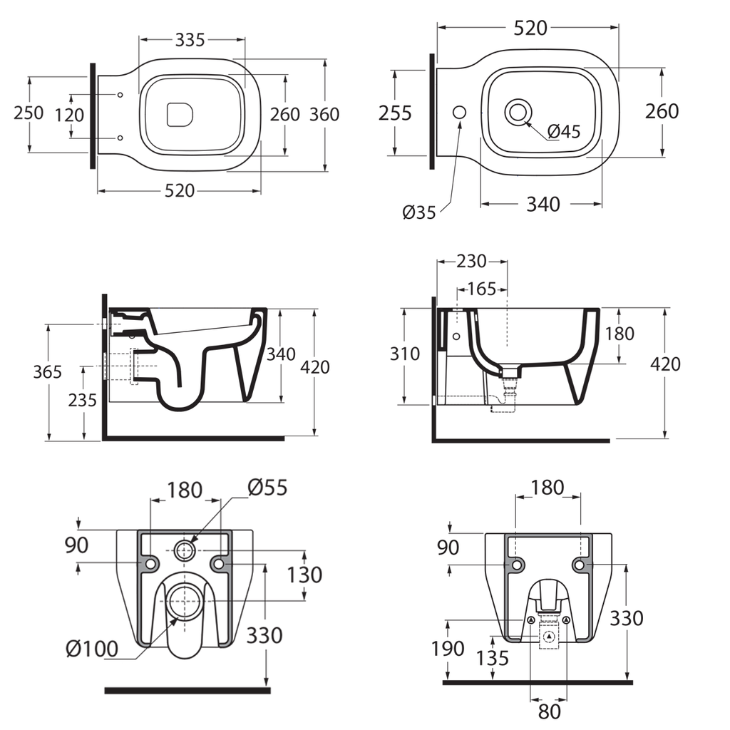 Sanitari Sospesi Ceramica Azzurra Glaze WC + BIDET + SEDILE SOFT CLOSE
