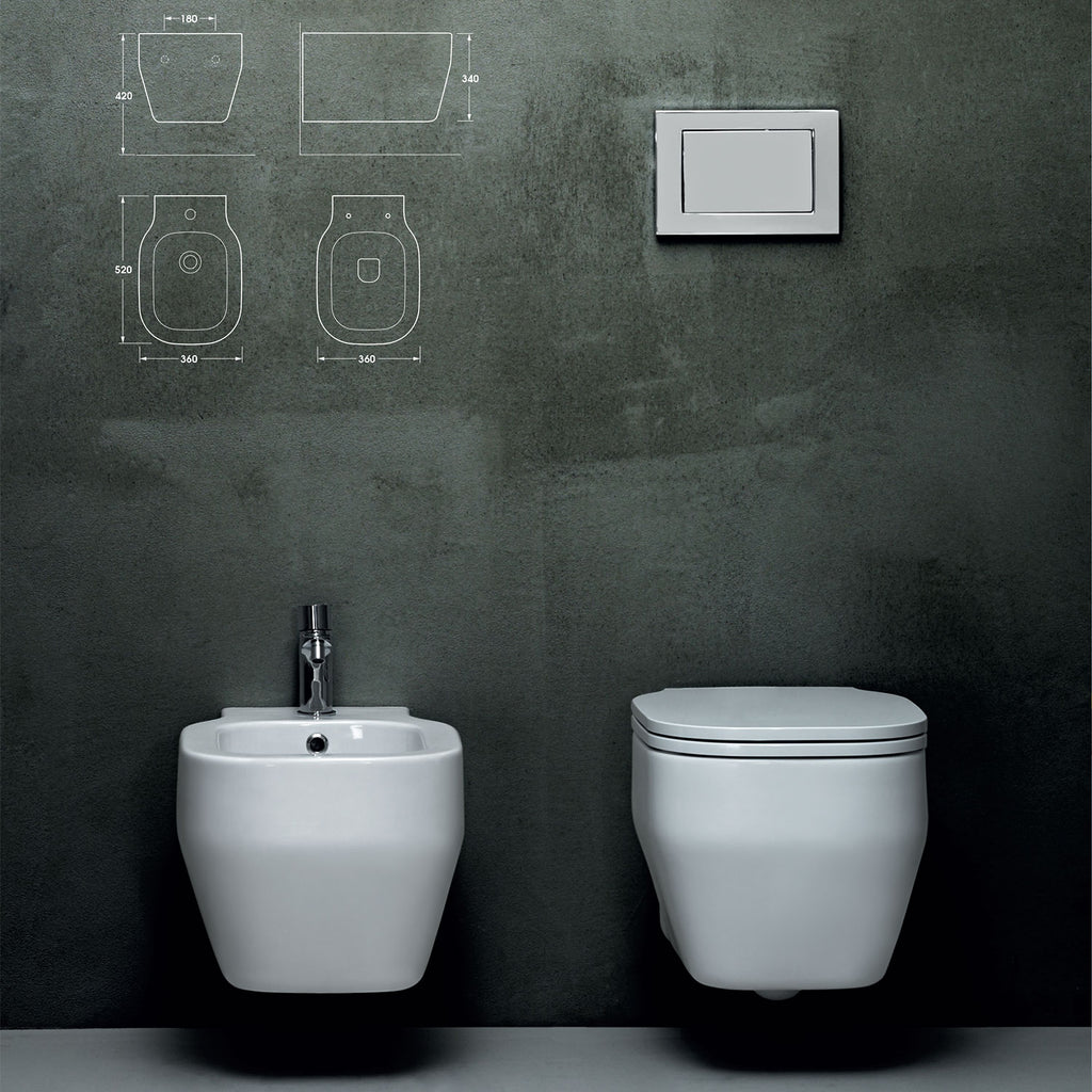 Sanitari Sospesi Ceramica Azzurra Glaze WC + BIDET + SEDILE