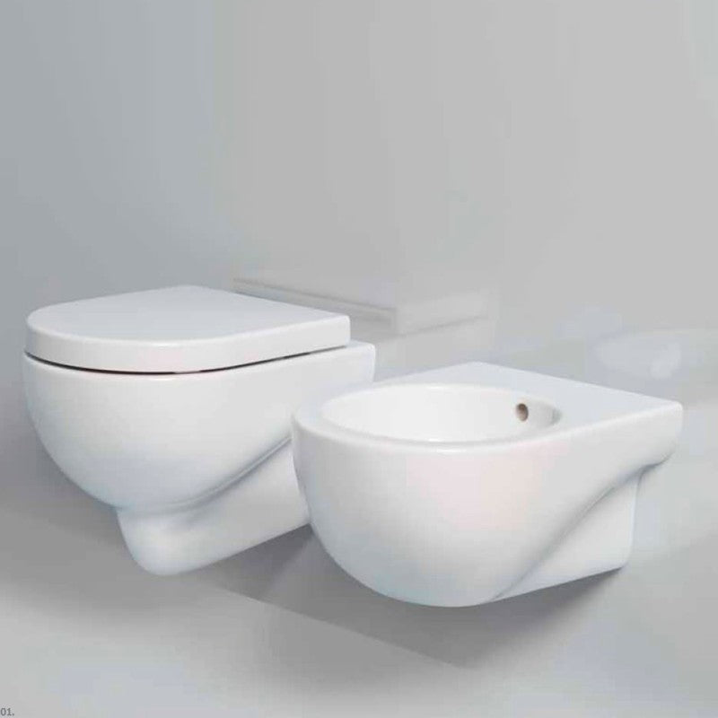 Sanitari sospesi Ceramica Azzurra serie Nuvola con sedile soft-close 46x35x24