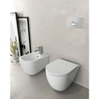 Sanitari sospesi Rimless con copriwater Soft Close BathCore serie Infinity 53x36