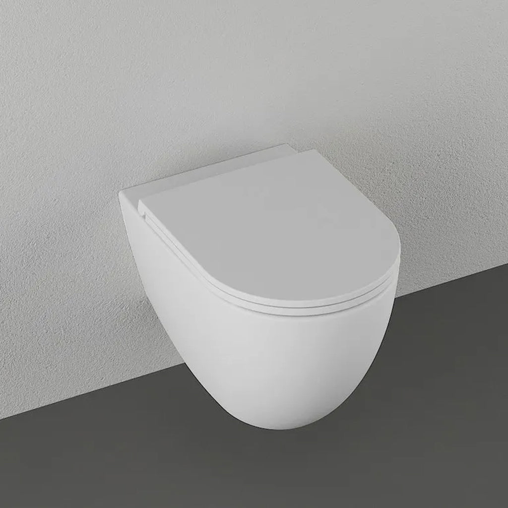 Sanitari sospesi Rimless con copriwater Soft Close BathCore serie Infinity 53x36