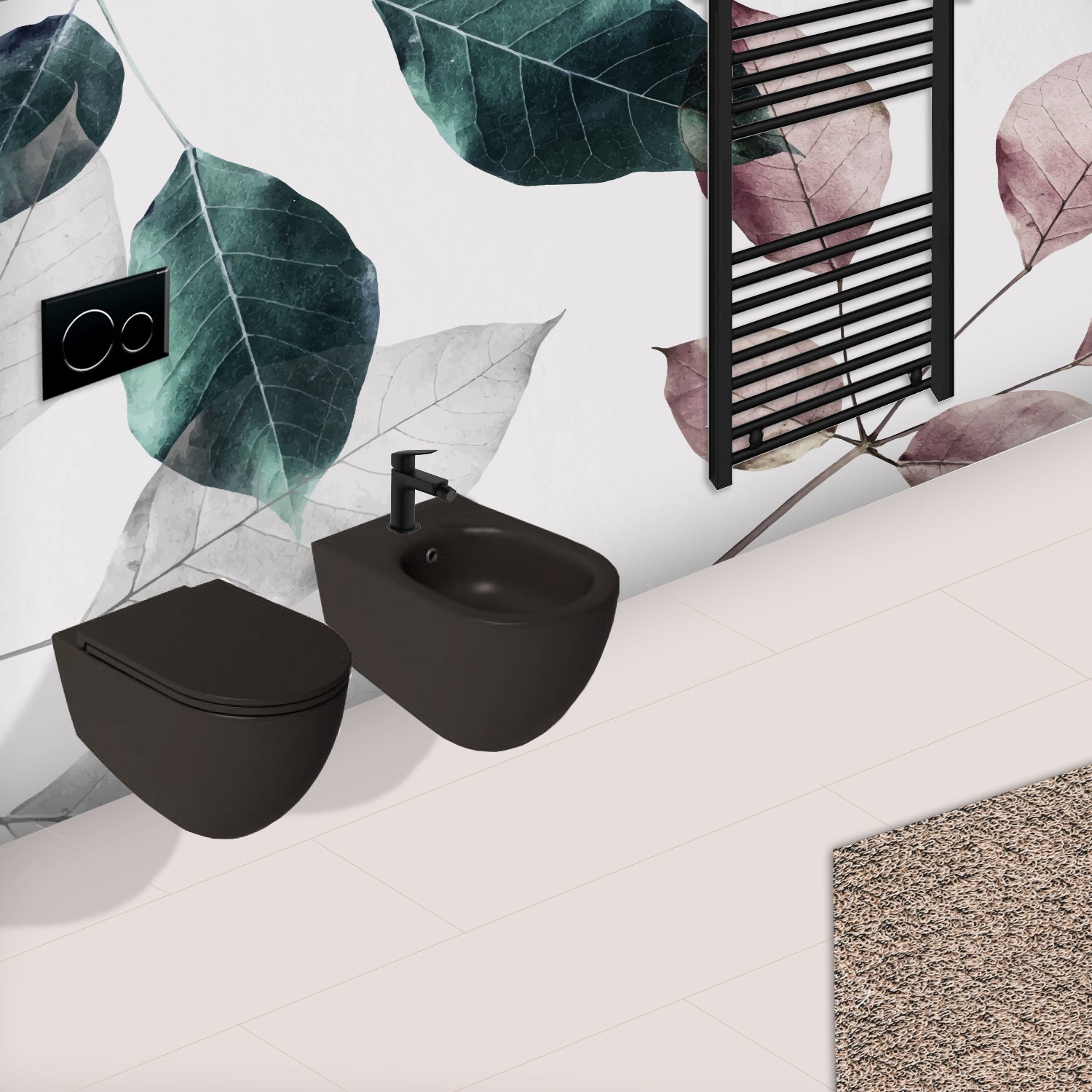 Sanitari sospesi Rimless con copriwater Soft Close BathCore serie Infinity 53x36