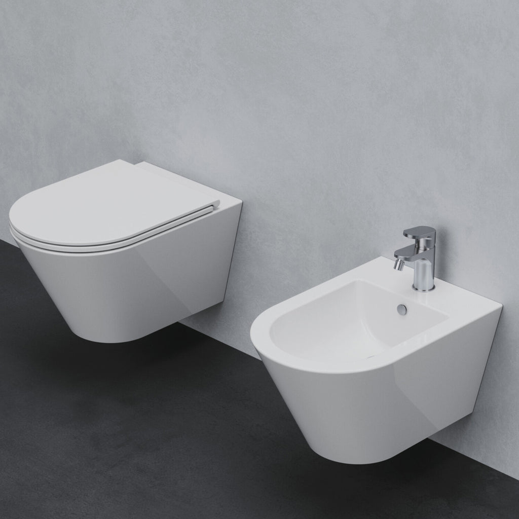 Bidet sospeso 54x37 cm Serie Forma di Azzurra Ceramica - Bianco Lucido